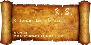 Krizmanits Sára névjegykártya