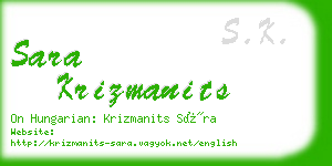 sara krizmanits business card